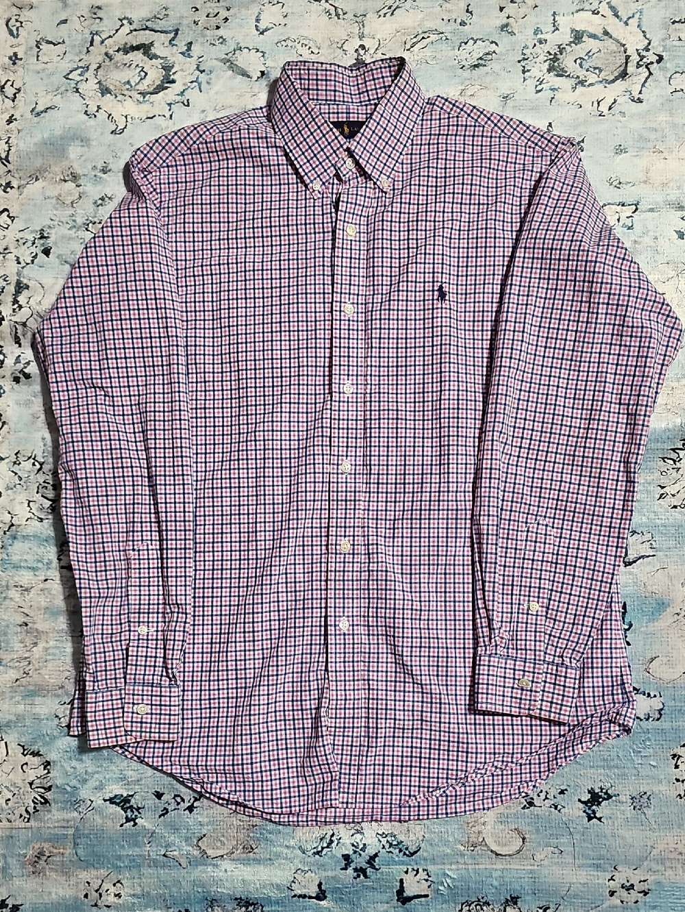Polo by Ralph Lauren Pink and Blue Windowpane Button-Down Shirt